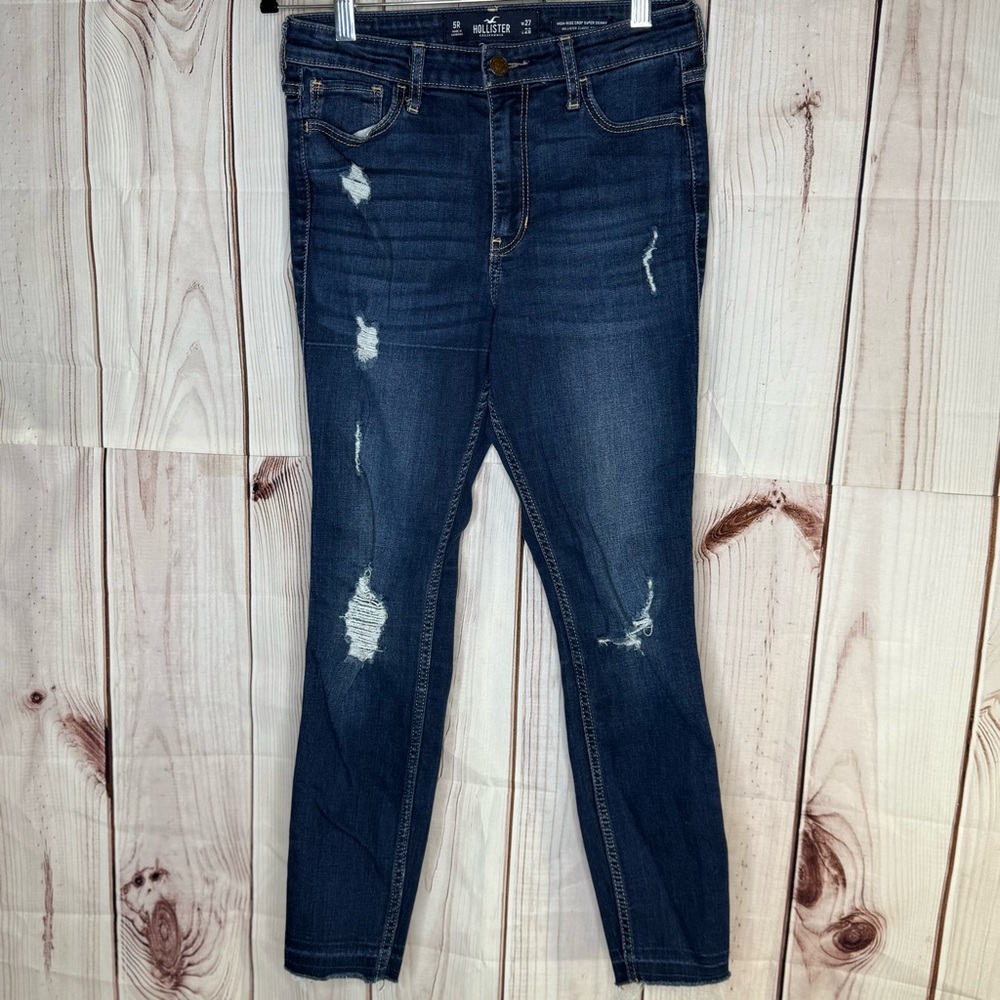 Hollister High Rise Crop Distressed Jeans